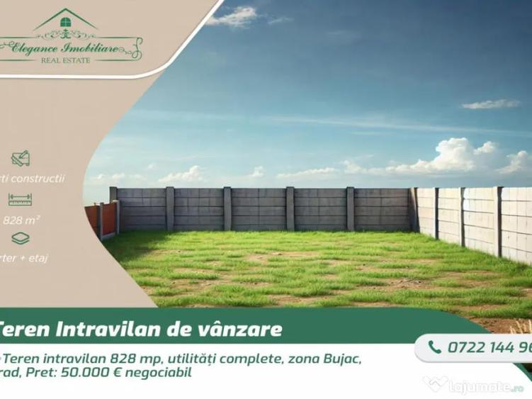 Teren intravilan 828 mp, utilita?i complete, zona Bujac, A - 1