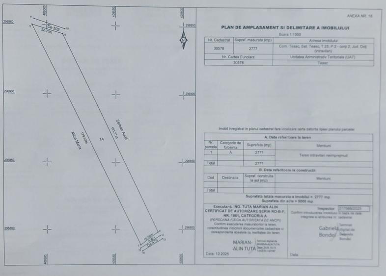 Teasc, jud.Dolj - 2777 mp intravilan, deschidere la 2 strazi - 1