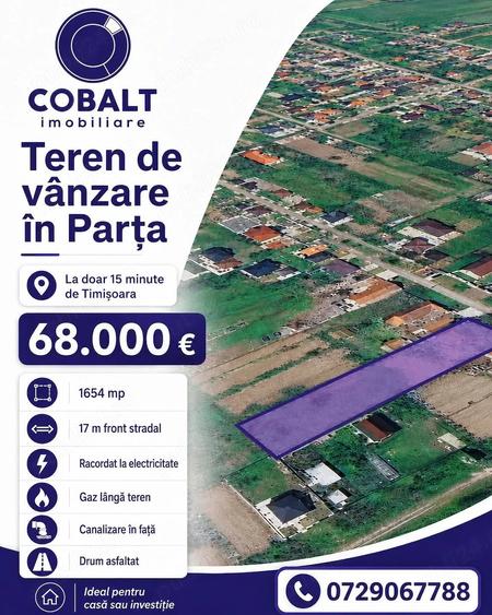 Teren de 1854 mp, în Parța