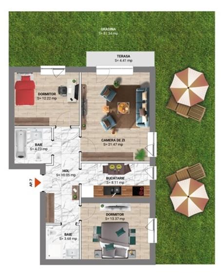 Ultimul Apartament 3 camere cu gradina proprie 81 mp, Padurea Baneasa - 9