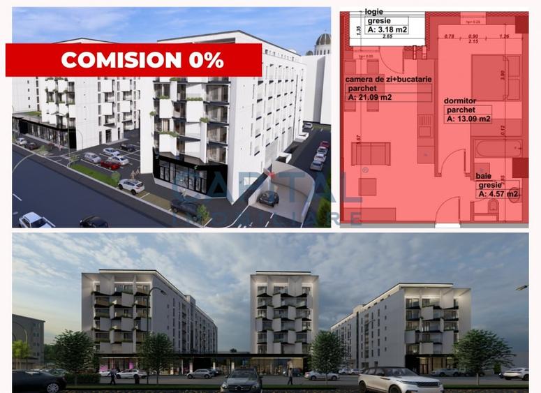 Apartament de vanzare, 2 camere, etaj 3, lift, bloc nou, comision 0% - 1