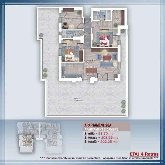 Apartament 4 camere cu Terasa - zona Pallady