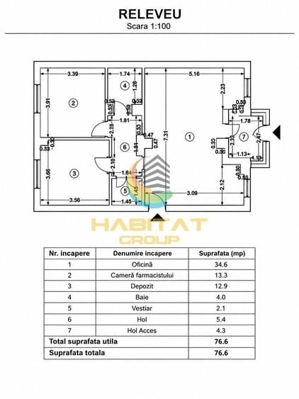 Apartament cu 2 camere în Adunații-Copăceni