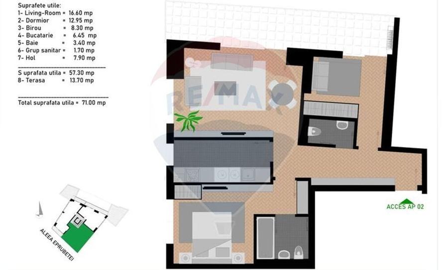 Apartament cu 2 camere semidecomandat în Camil Ressu