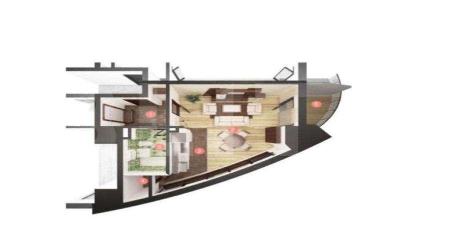 Apartament 1 camera 45 mp utili, view deosebit, West City Tower - 3