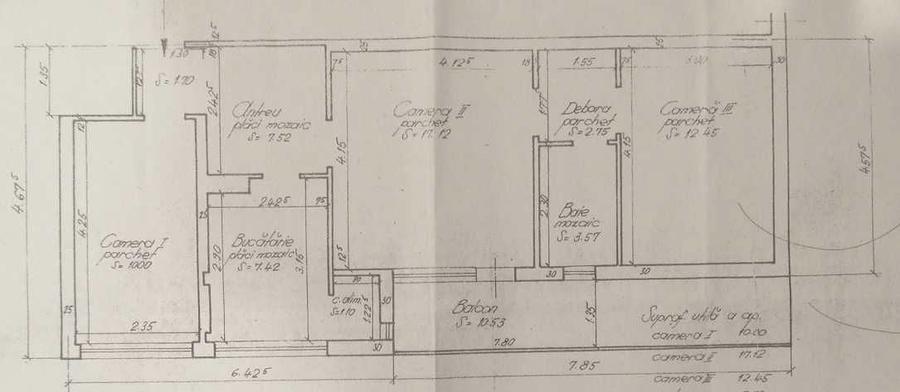 Apartament cu 3 camere semidecomandat în Ultracentral