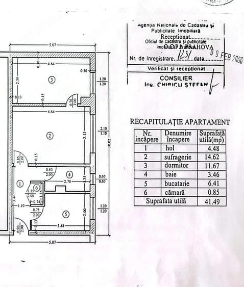 Apartament cu 2 camere semidecomandat în Central
