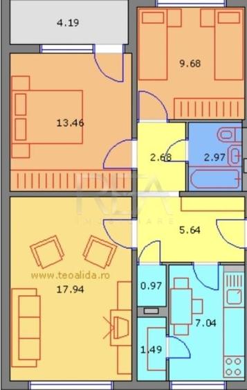 3 camere decomandat, anvelopat, 1/4, -Drumul Taberei - 3