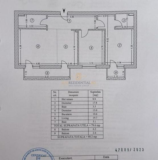 Apartament 3 camere de vanzare – 88.20 mp totali – mobilat si utilat - 18