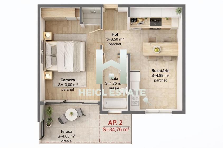 Apartament cu o camera decomandat in Giroc - 1