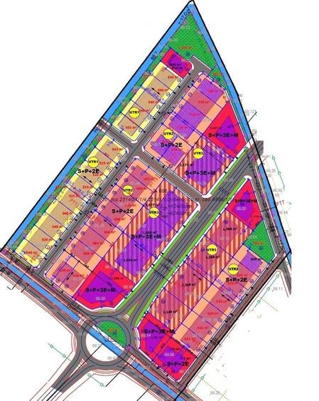 parcele teren locuințe colective - zona Metro 2, Regim S+P+2E - 2