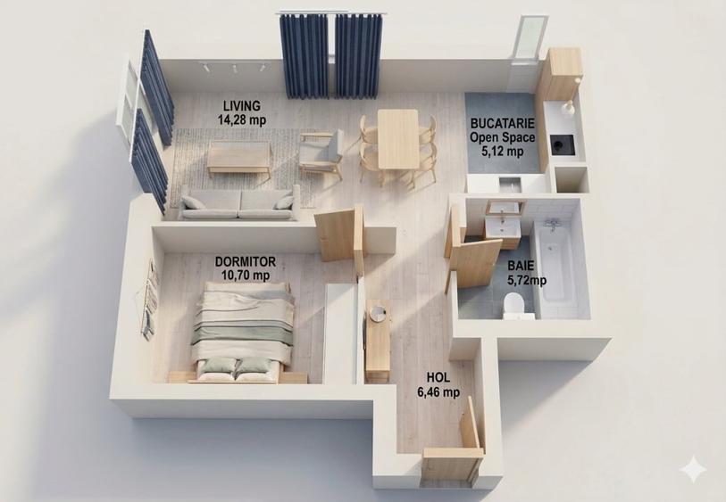 Apartament 2 camere de vânzare în Cosmopolis, mobilat, utilat  boxa inclusa - 1