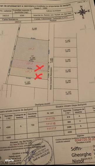 Teren intravilan Paulesti 14.5m front 9ar/parcela - 2