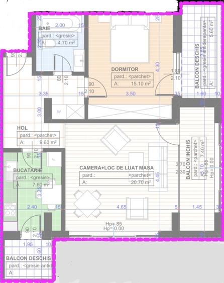 Apartament 2 camere decomandat, 70,65mp, 1 Mai, zona Parc Nicolae Romanescu.
