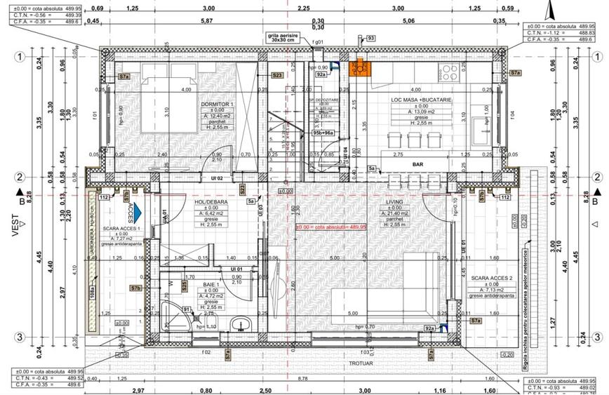 Teren autorizat in Chinteni pentru 2 case individuale cu fundatii ridicate - 7