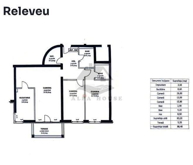 Apartament cu 3 camere decomandat în Bartolomeu
