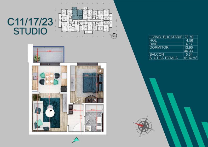 PRET PROMO PANA LA 31.05 STUDIO 2 CAM 52 MP LA 10 MIN METROU BLOC 2025 - 8