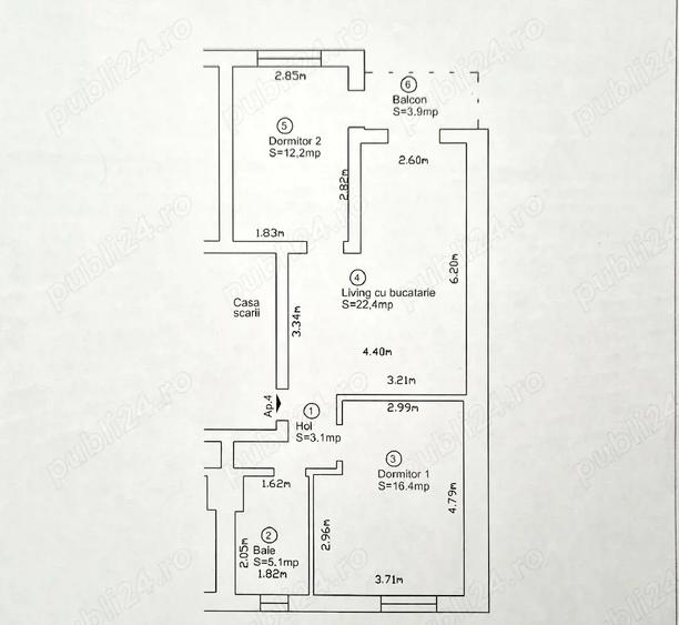 Apartament 3 camere, proprietar, utilat si mobilat,Mosnita Noua - 4