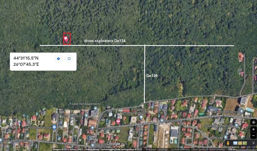 Vand teren 1000mp in padurea Baneasa(Voluntari), forestier, 28x38m - 2