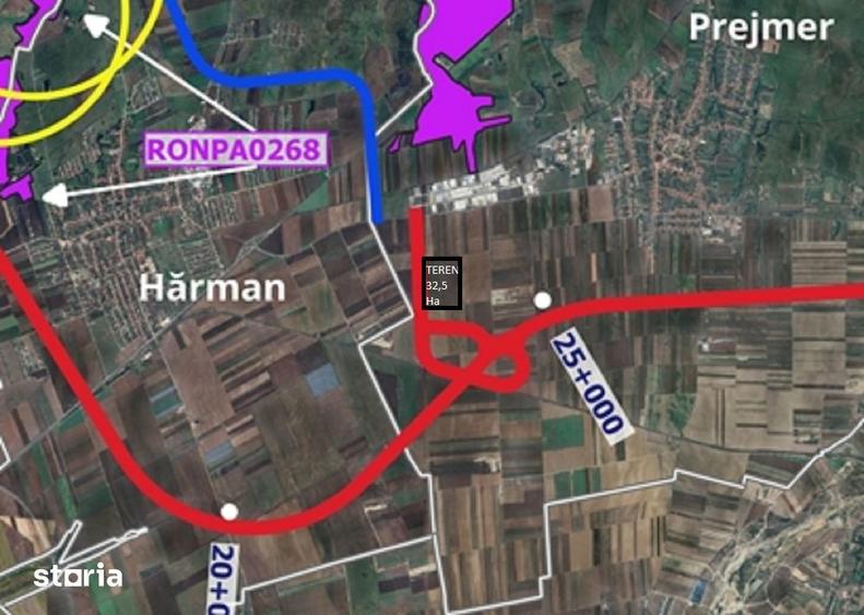 Teren Construcții extravilan de 324800 mp, în Prejmer