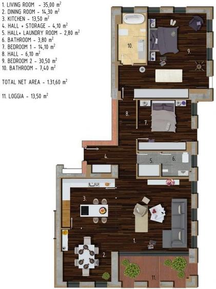 Apartament 2 dormitoare cu gradina mobilat - 6