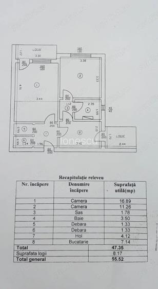 Vand inchiriez apartament 2 camere D 55.5 mp, mobilat, Tatara?i Ciurchi