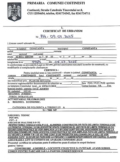 Teren 7000mp Costinesti P+7 | Langa Proiect NIBIRU | Front 120m - 3