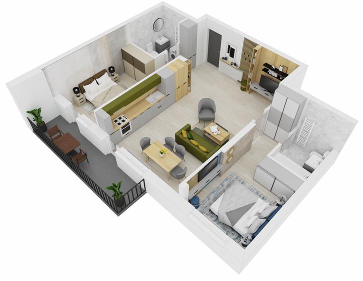Apartament cu 3 camere decomandat în Hipodrom 2