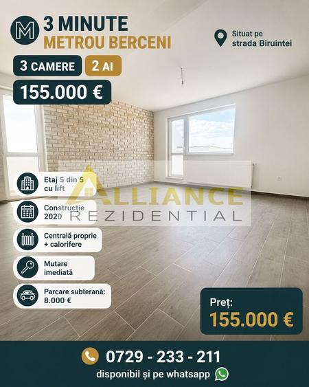 Apartament cu 3 camere decomandat în Central