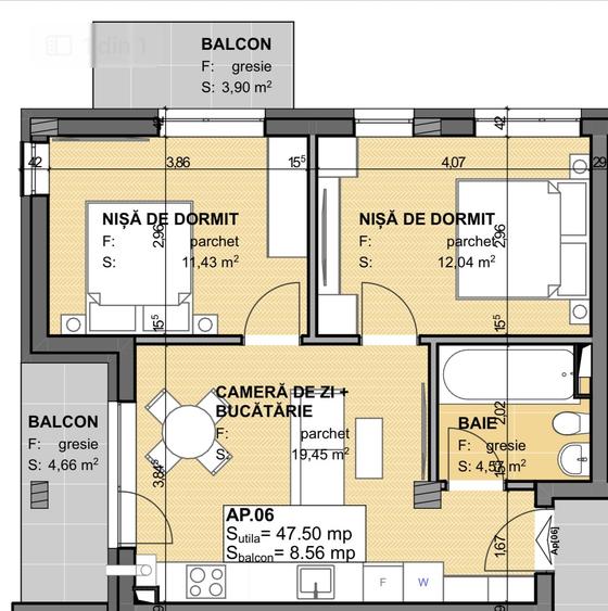 Apartament cu 3 camere semidecomandat în Apahida