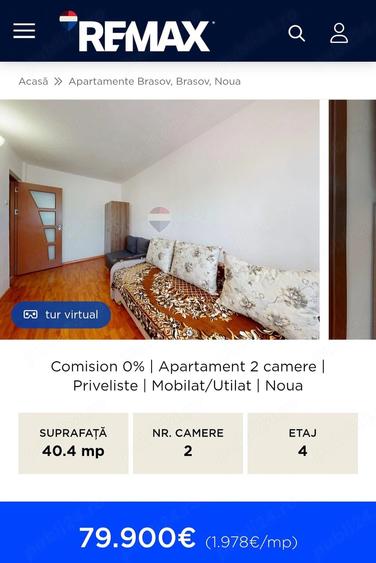 Apartament cu 2 camere decomandat în Noua