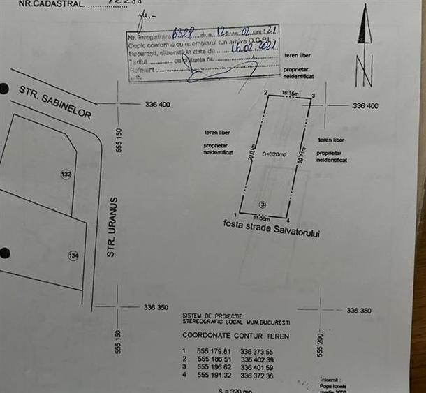 Teren Construcții intravilan de 320 mp, în 13 Septembrie