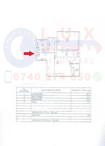 Apartament cu 2 camere decomandat în E3