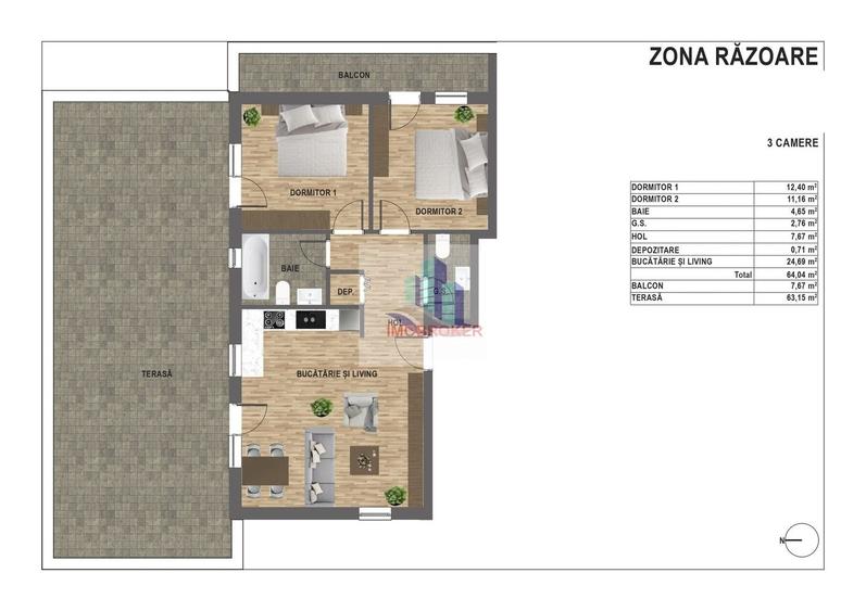 Apartament cu 3 camere, terasă spectaculoasă de 63 mp – zona Vivo - 17