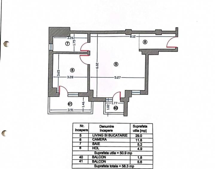 Apartament cu 2 camere decomandat în Km 5