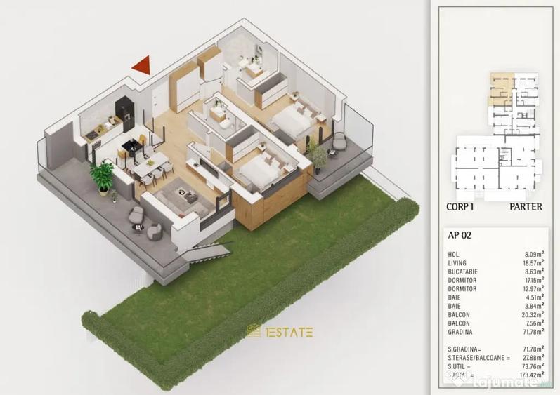 Finalizare 2027 | Parter, 74 mp +Gradina 70mp +Balcon 23mp | - Bucuresti (Bucuresti-Ilfov) - 2