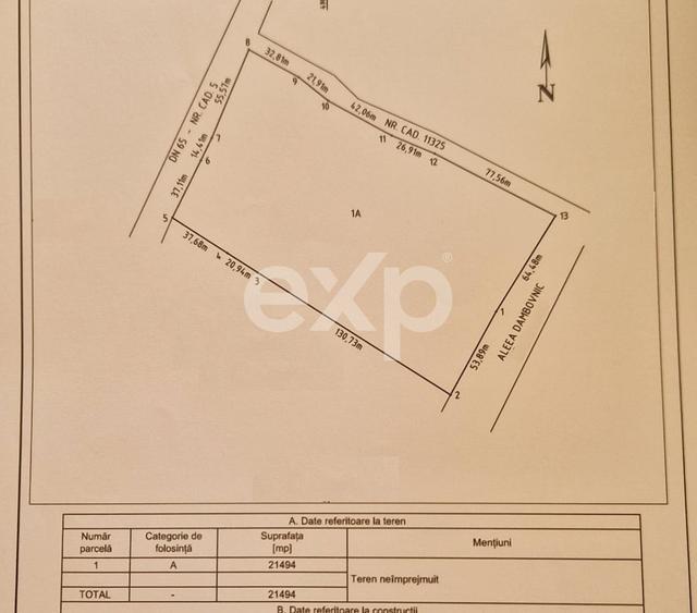Teren Construcții intravilan de 11600 mp, în Exterior Sud