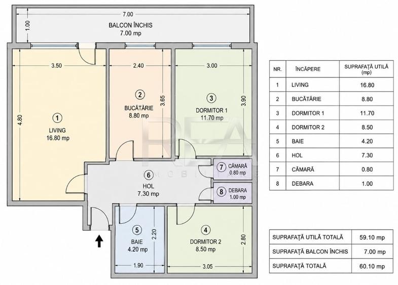 Apartament cu 3 camere decomandat, mobilat în Berceni