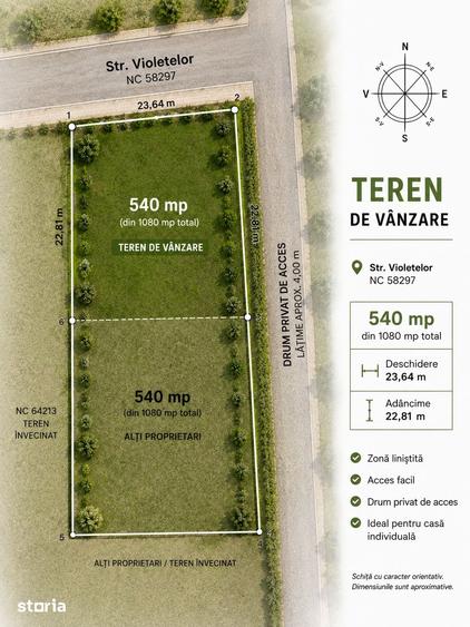Teren de 540 mp, în Brănești