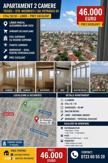 Apartament cu 2 camere în Central