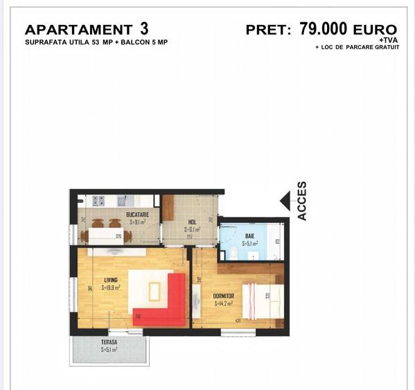 Apartament cu 2 camere | Strada Diamantului | Loc de parcare - 6
