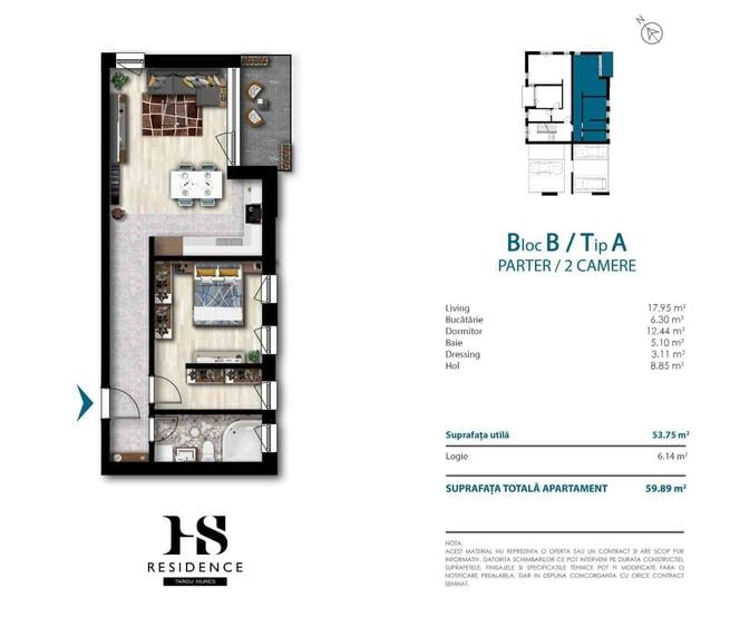 Apartament cu 2 camere în Unirii