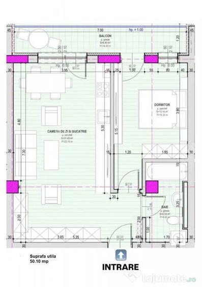 Comision 0 Apartament la cheie cu 2 camere cu balcon etaj 2 - 4