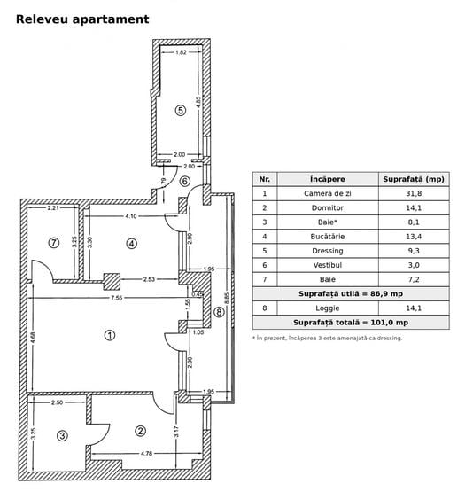 Apartament cu 2 camere decomandat, mobilat în Unirii