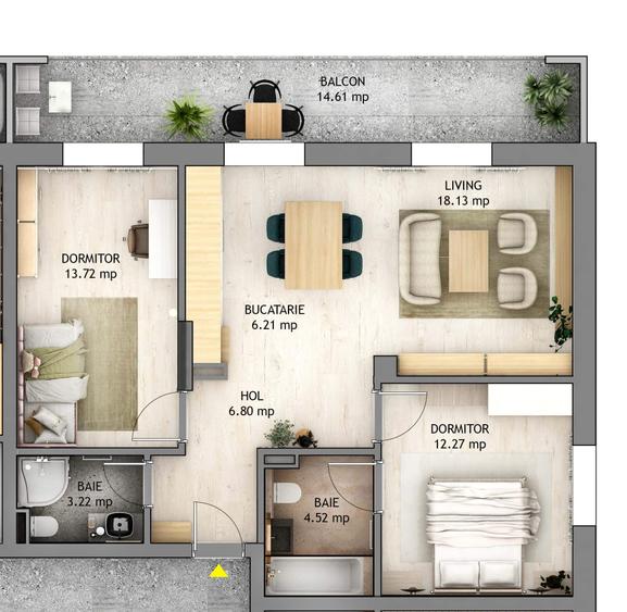 Ap 3 cam 65 mp utili balcon 15mp   Orhideea - Stanca Selimbar Mall - 9