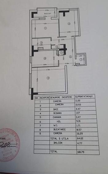 Apartament cu 3 camere decomandat în Gară