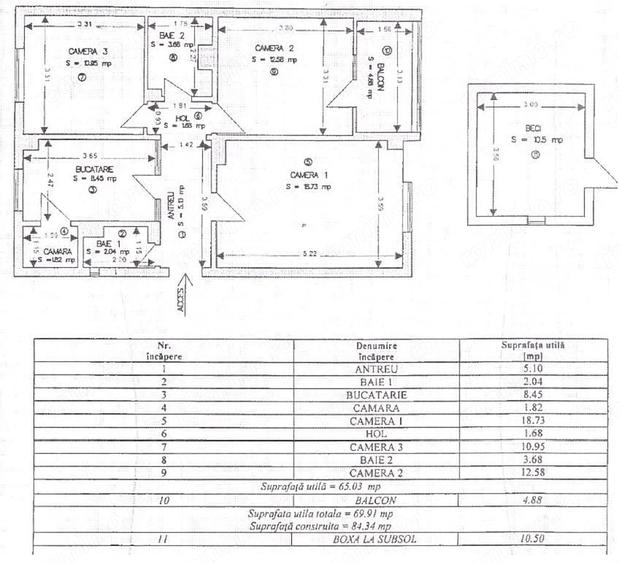 Apartament cu 3 camere decomandat în Central