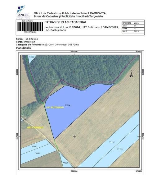 Teren agricol intravilan de 16872 mp, în Butimanu