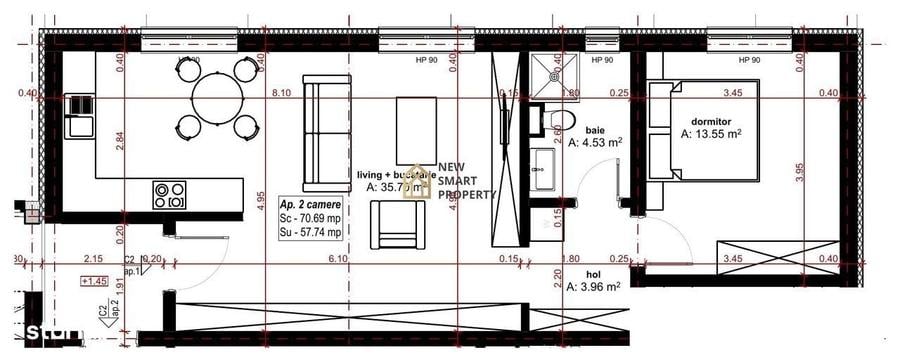 Apartament cu 2 camere în Central
