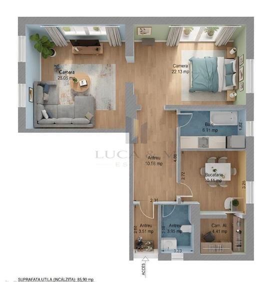 Apartament cu 3 camere semidecomandat în Sinaia